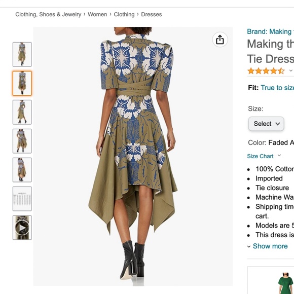 Making the Cut Winning Look: Faded Army & Navy Blue Tie Waist Dress - Picture 2 of 10